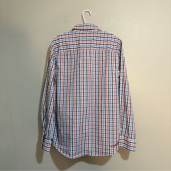 English Laundry White Blue & Red Plaid Cotton Button Up Dress Shirt - Picture 11 of 14